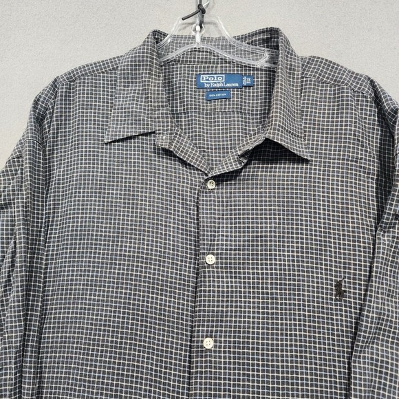 Polo Ralph Lauren Shirt Mens 3XB Black White Chekcer 100% Cotton Black Pony Vtg - Picture 4 of 16